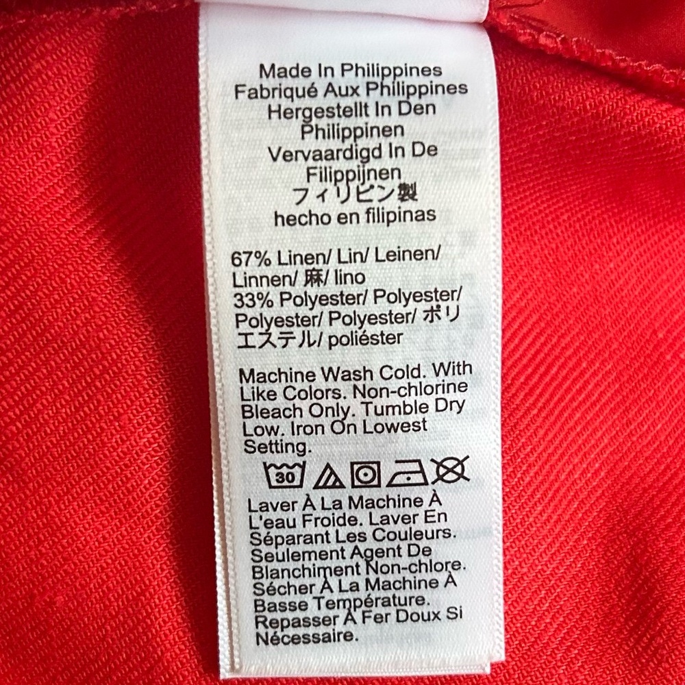 J Crew Coral Red Pintuck Suit Short in Stretch Linen Blend Shorts, Size 12 - Picture 8 of 10